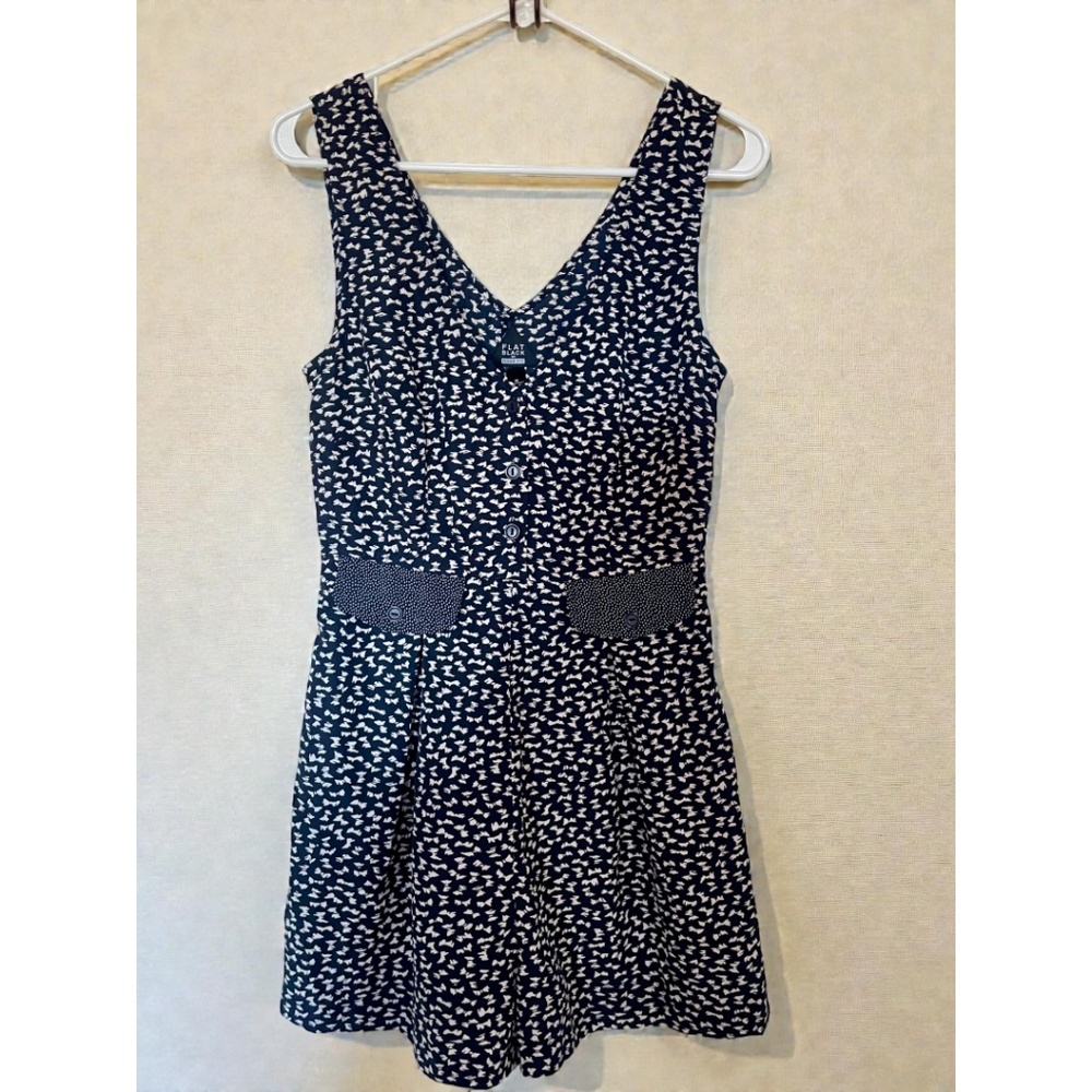 Fat Black by Peg Leg NYC Black Patterned Romper, Size M | Brand New!